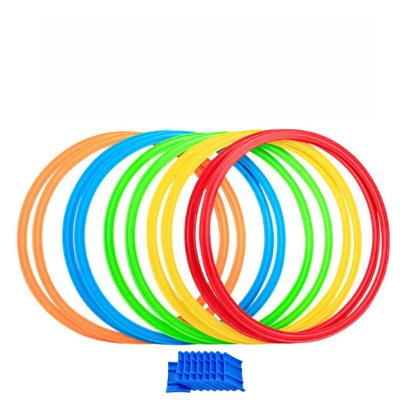 10 Interlocking Jump Hoops – Children’s Indoor & Outdoor Fitness and Agility Training Set with Connectors – 3 Sizes for Ages 2+ - Home Fads