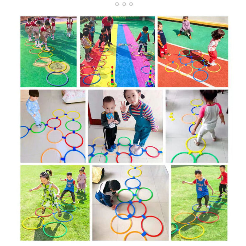 10 Interlocking Jump Hoops – Children’s Indoor & Outdoor Fitness and Agility Training Set with Connectors – 3 Sizes for Ages 2+ - Home Fads