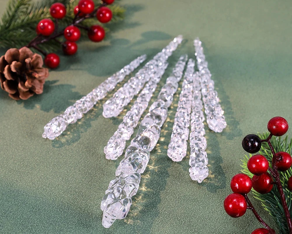 10-Piece Clear Acrylic Icicle Christmas Ornaments – Realistic Hanging Decorations for Christmas Trees, Winter Parties, and New Year Decor - Home Fads