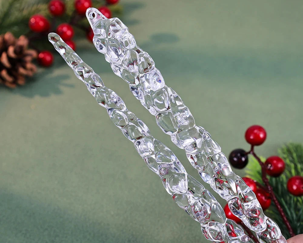 10-Piece Clear Acrylic Icicle Christmas Ornaments – Realistic Hanging Decorations for Christmas Trees, Winter Parties, and New Year Decor - Home Fads