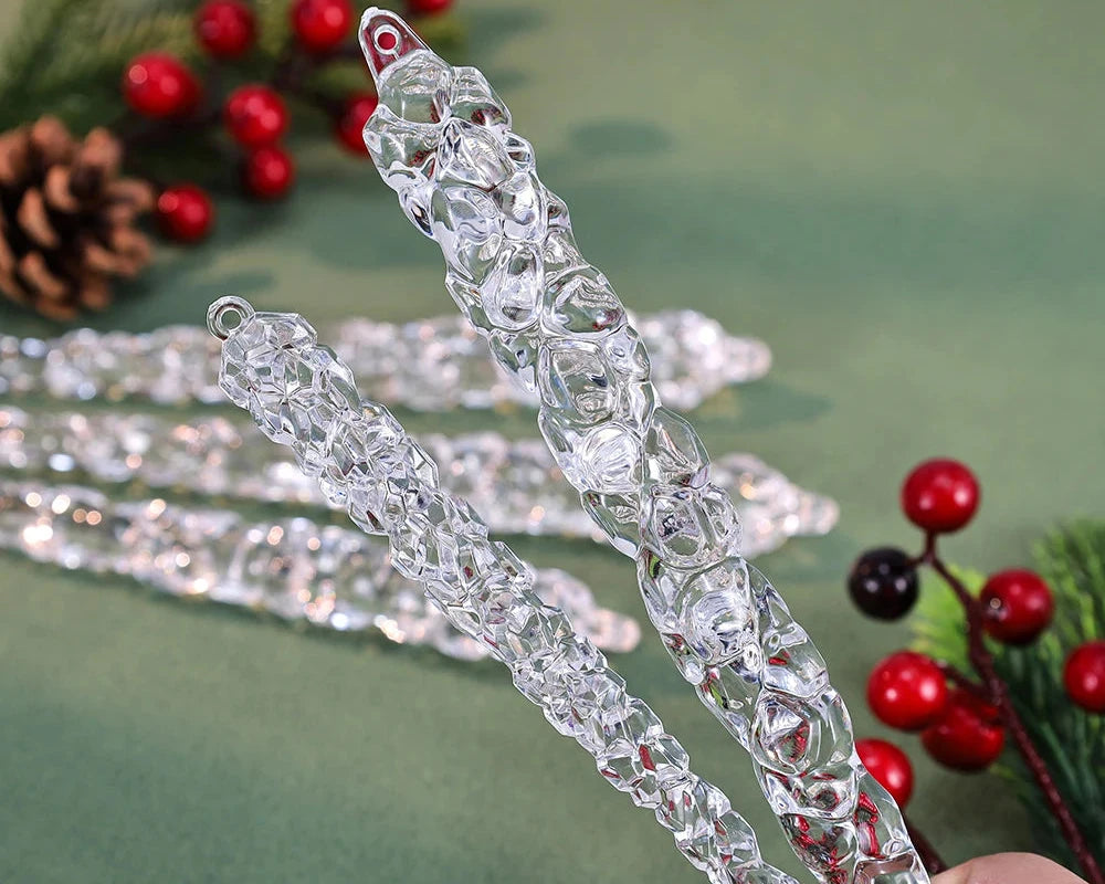 10-Piece Clear Acrylic Icicle Christmas Ornaments – Realistic Hanging Decorations for Christmas Trees, Winter Parties, and New Year Decor - Home Fads