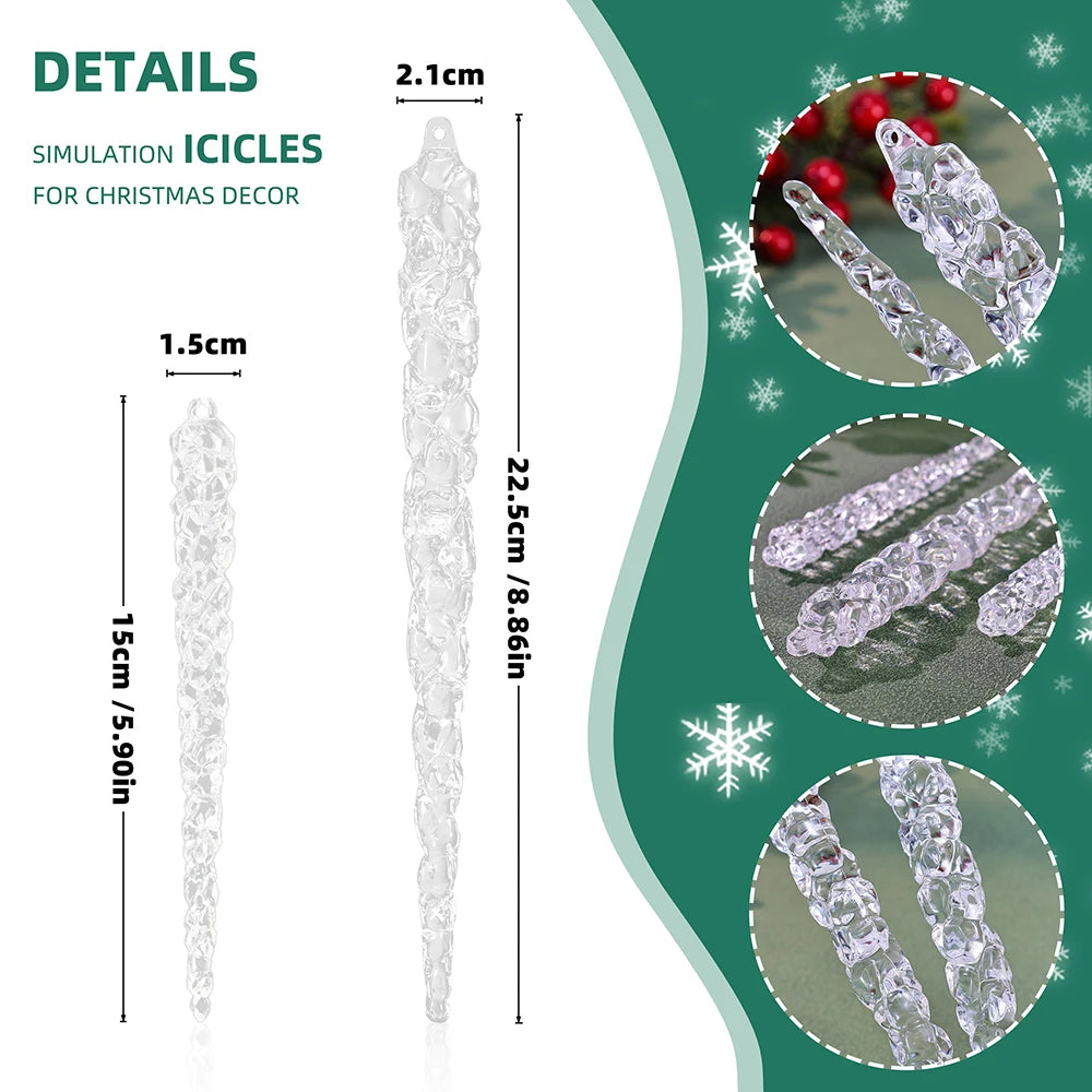 10-Piece Clear Acrylic Icicle Christmas Ornaments – Realistic Hanging Decorations for Christmas Trees, Winter Parties, and New Year Decor - Home Fads