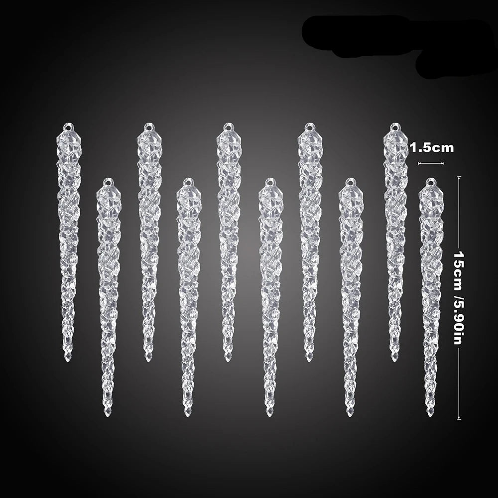 10-Piece Clear Acrylic Icicle Christmas Ornaments – Realistic Hanging Decorations for Christmas Trees, Winter Parties, and New Year Decor - Home Fads