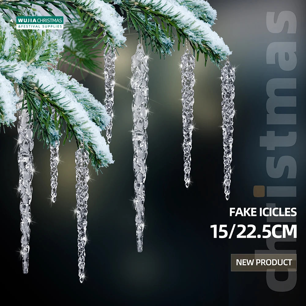 10-Piece Clear Acrylic Icicle Christmas Ornaments – Realistic Hanging Decorations for Christmas Trees, Winter Parties, and New Year Decor - Home Fads