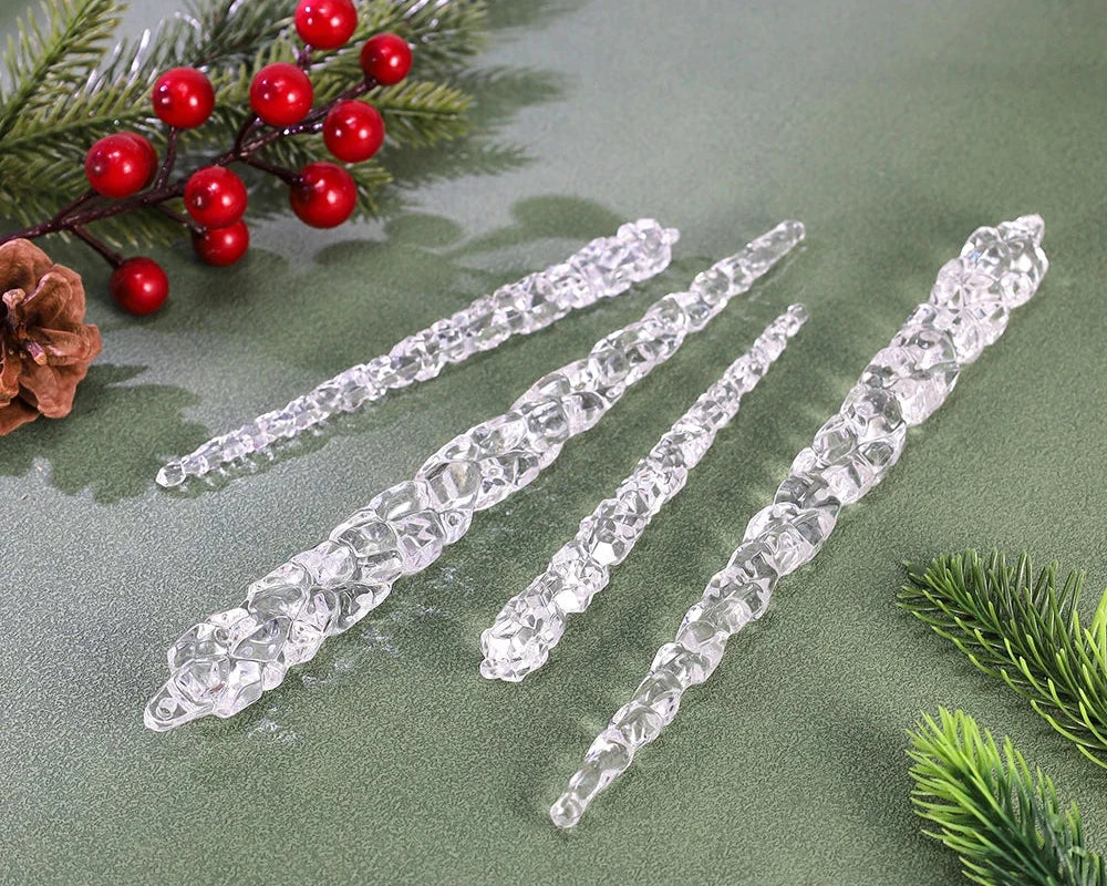 10-Piece Clear Acrylic Icicle Christmas Ornaments – Realistic Hanging Decorations for Christmas Trees, Winter Parties, and New Year Decor - Home Fads
