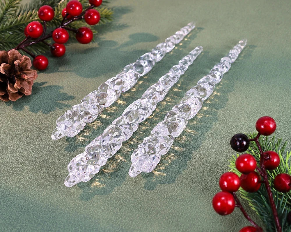 10-Piece Clear Acrylic Icicle Christmas Ornaments – Realistic Hanging Decorations for Christmas Trees, Winter Parties, and New Year Decor - Home Fads