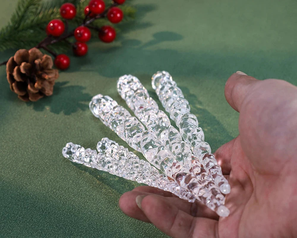 10-Piece Clear Acrylic Icicle Christmas Ornaments – Realistic Hanging Decorations for Christmas Trees, Winter Parties, and New Year Decor - Home Fads
