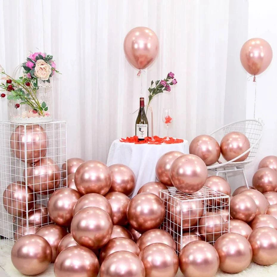 10-Piece Metallic Latex Balloon Set – Stylish Round Balloons in 5", 10", and 12" Sizes for Holiday, Wedding, and Event Decorations - Home Fads