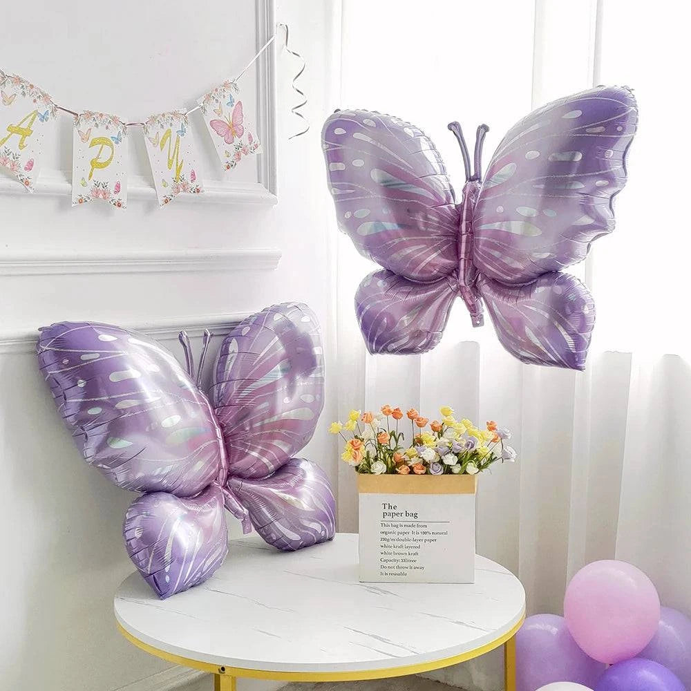 10-Piece Purple Butterfly 40-Inch Number Balloon Set - Perfect for Baby Showers, Birthdays, and Party Decorations - Home Fads