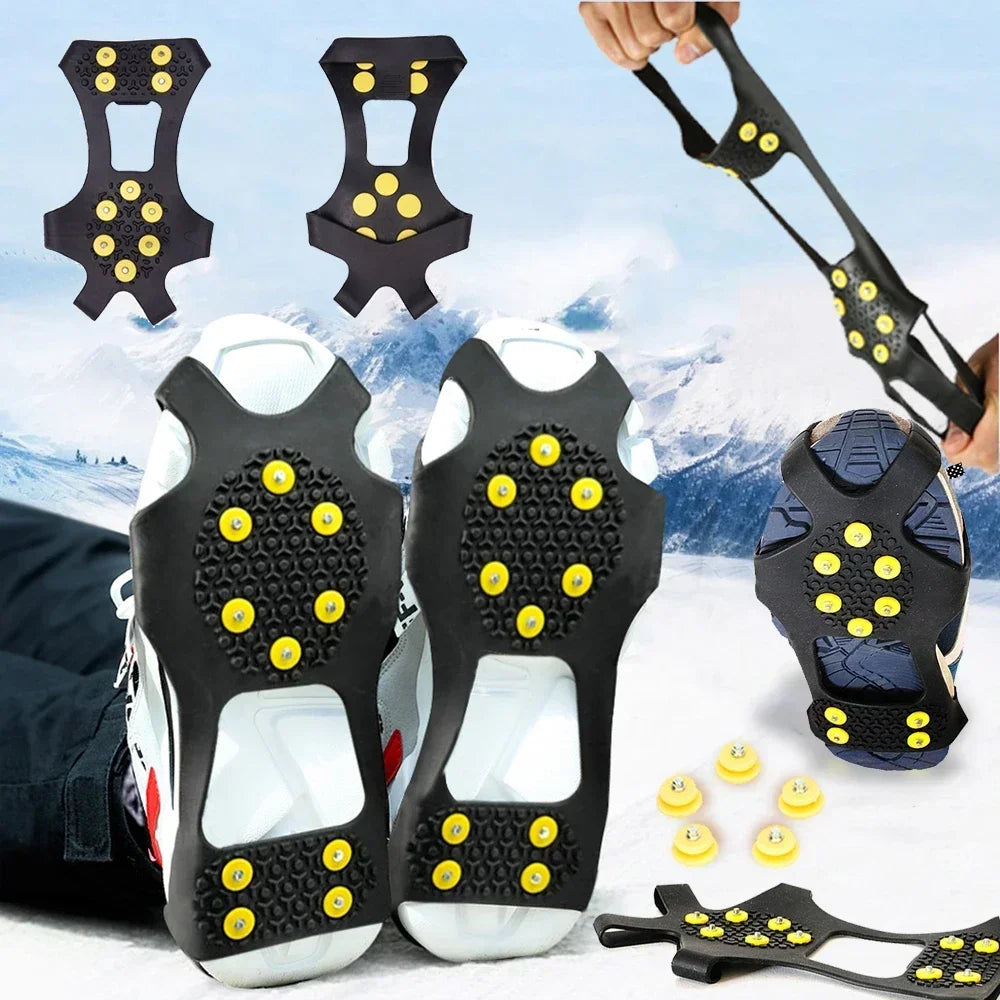 10-Stud Crampon Ice and Snow Traction Cleats – Heavy-Duty Anti-Slip Spikes for Boots, Ideal for Winter Hiking and Climbing - Home Fads
