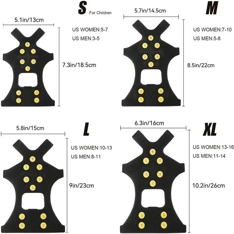 10-Stud Crampon Ice and Snow Traction Cleats – Heavy-Duty Anti-Slip Spikes for Boots, Ideal for Winter Hiking and Climbing - Home Fads