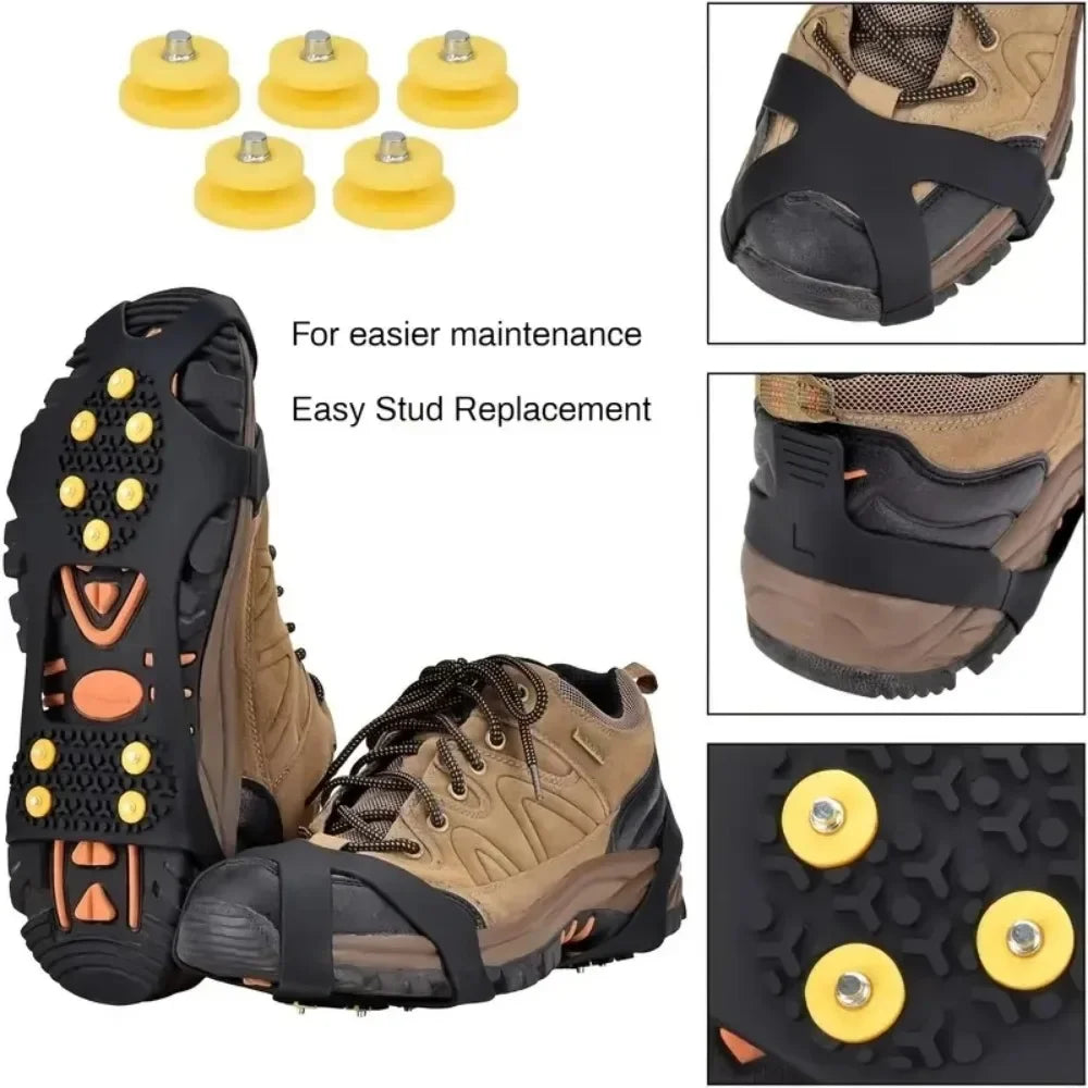 10-Stud Crampon Ice and Snow Traction Cleats – Heavy-Duty Anti-Slip Spikes for Boots, Ideal for Winter Hiking and Climbing - Home Fads