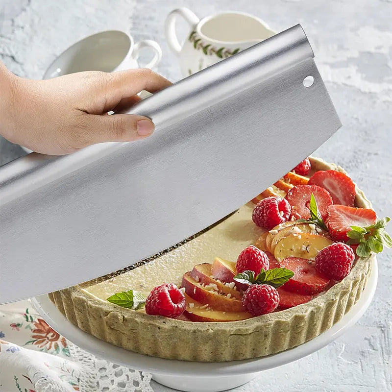 14-inch Stainless Steel Pizza Rocker Cutter - Versatile Tool for Pizza, Cheese, Cake, Bread, Herbs, and More - Home Fads