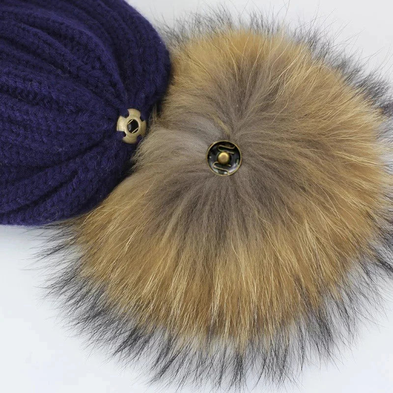 2-Pack Faux Fox Fur Pompoms – 12 cm Soft Snap-On Fluffy Balls for DIY Hats, Shoes, Crafts & Beanie Accessories - Home Fads