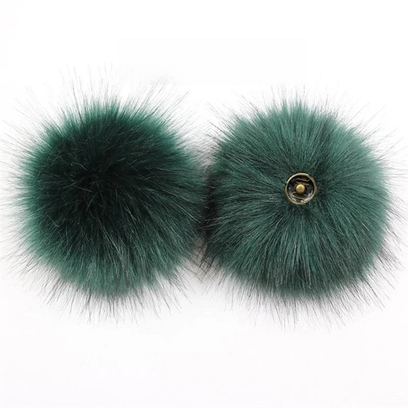 2-Pack Faux Fox Fur Pompoms – 12 cm Soft Snap-On Fluffy Balls for DIY Hats, Shoes, Crafts & Beanie Accessories - Home Fads