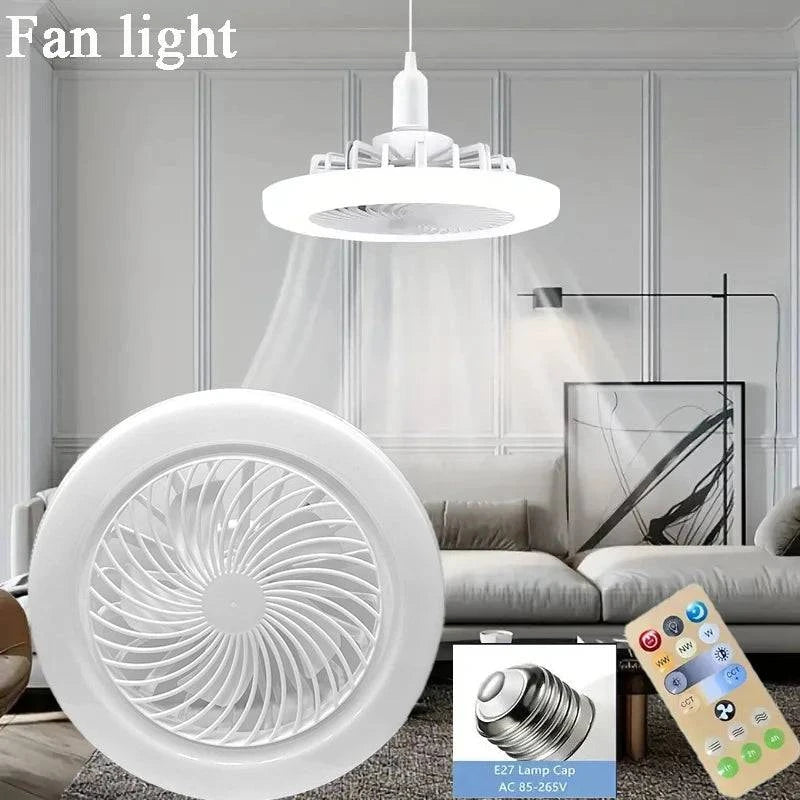 2-in-1 Dimmable LED Ceiling Fan Light with Remote Control – Three-Speed Modes & E27 Screw Base - Home Fads