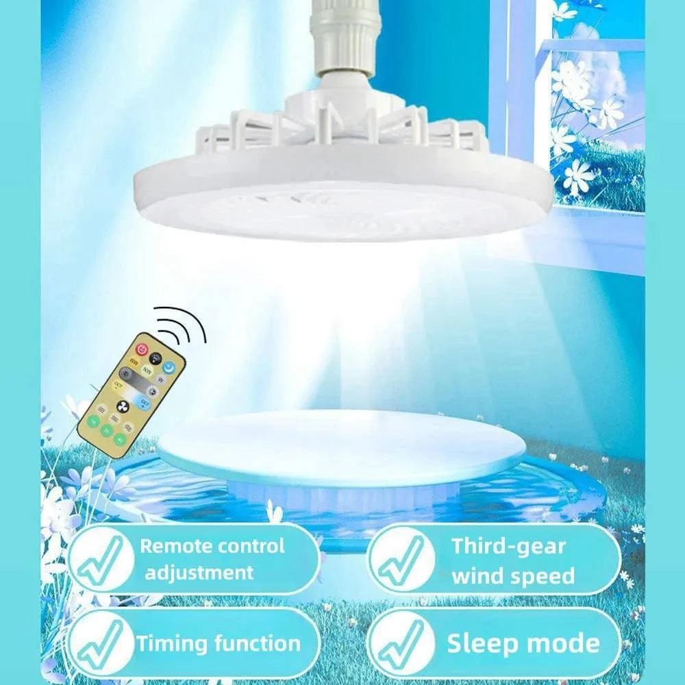 2-in-1 Dimmable LED Ceiling Fan Light with Remote Control – Three-Speed Modes & E27 Screw Base - Home Fads