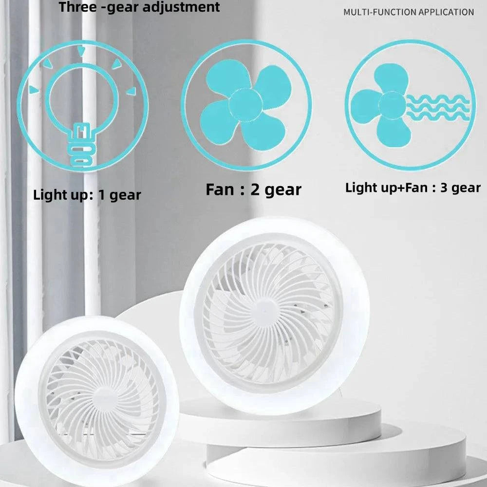 2-in-1 Dimmable LED Ceiling Fan Light with Remote Control – Three-Speed Modes & E27 Screw Base - Home Fads