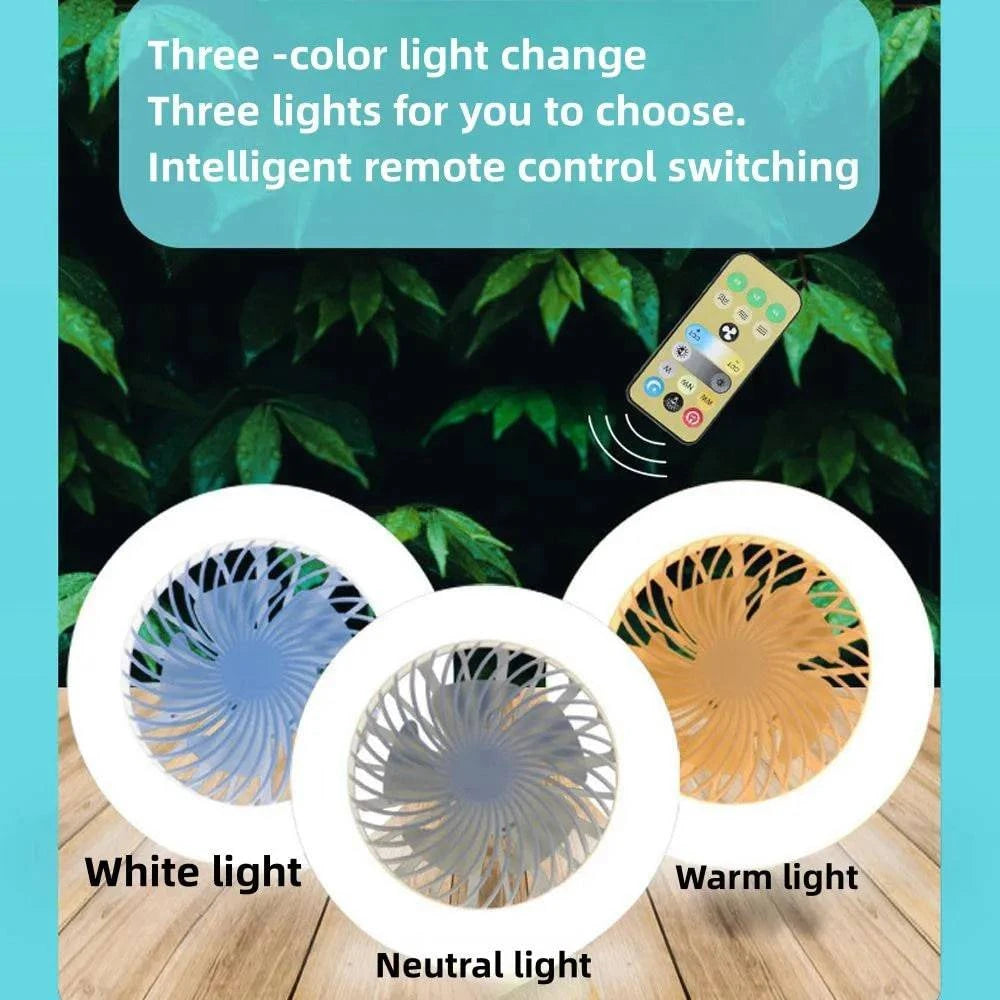 2-in-1 Dimmable LED Ceiling Fan Light with Remote Control – Three-Speed Modes & E27 Screw Base - Home Fads