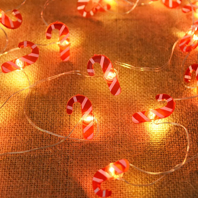 2M 20LED Festive Light String – Decorative LED Lights Featuring Snowflakes, Candy Canes, Snowmen, and More - Home Fads