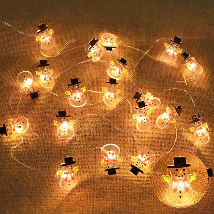 2M 20LED Festive Light String – Decorative LED Lights Featuring Snowflakes, Candy Canes, Snowmen, and More - Home Fads