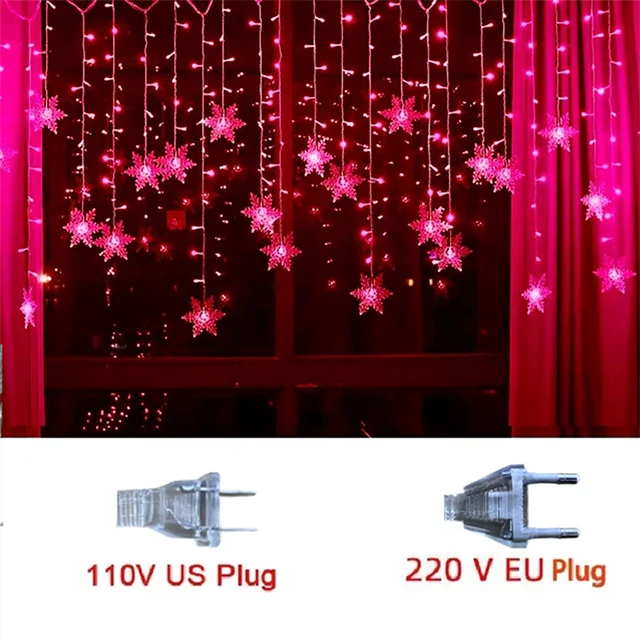 3.2M Snowflake LED Curtain Lights – Waterproof Flashing Fairy Lights for Holidays, Parties, Weddings & Events – AC Powered, Multi-Color Options - Home Fads