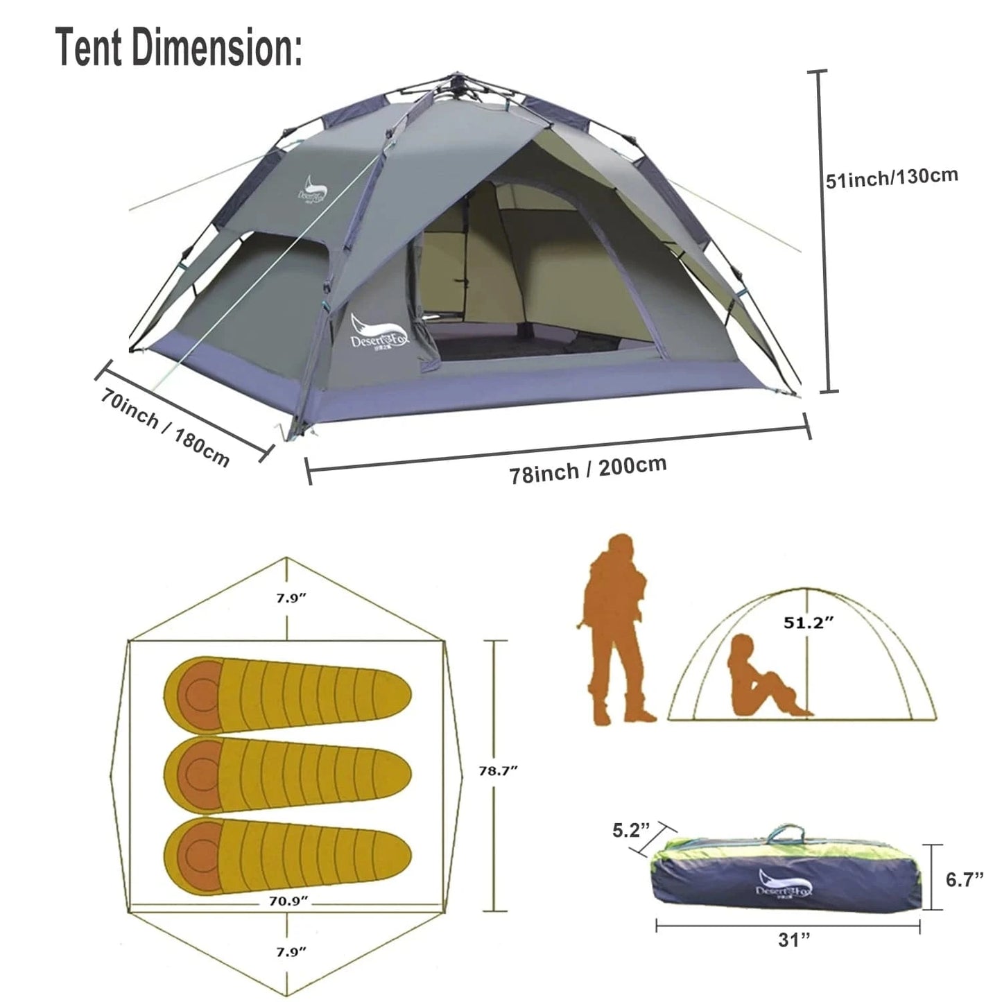 3-4 Person Family Camping Tent - Automatic Pop-up for Beach, Hiking, and Travel - Home Fads