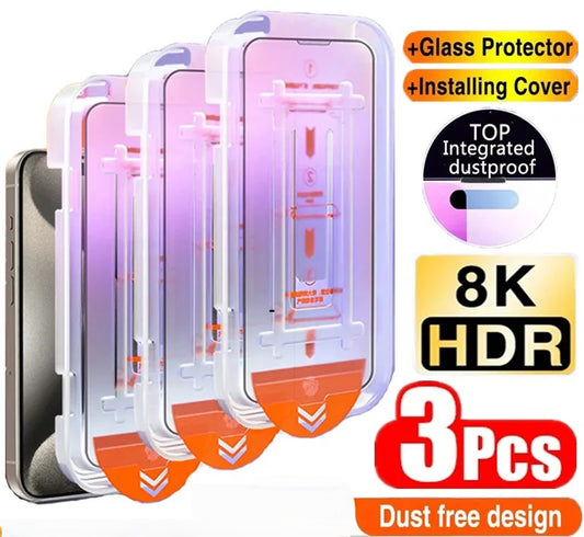 3-Pack Tempered Glass Screen Protectors – HD Clarity, Anti-Spy, Anti-Fingerprint, Scratch-Resistant, Easy Installation – For iPhone 6-16 Series - Home Fads