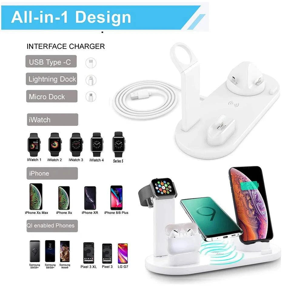 30W Wireless Charger Stand for iPhone 11 12 13 14 Pro Max, Apple Watch, Air Pods, Samsung Galaxy, LG, Huawei - Fast Charging Dock Station - Home Fads