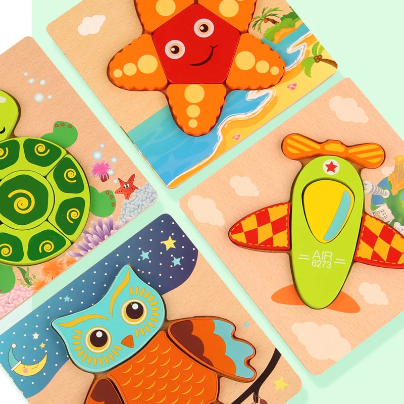 3D Wooden Cartoon Animal Puzzle – Educational Jigsaw Toy for Early Learning and Cognitive Development – Fun Traffic-Themed Puzzle for Kids 3-12 Years - Home Fads