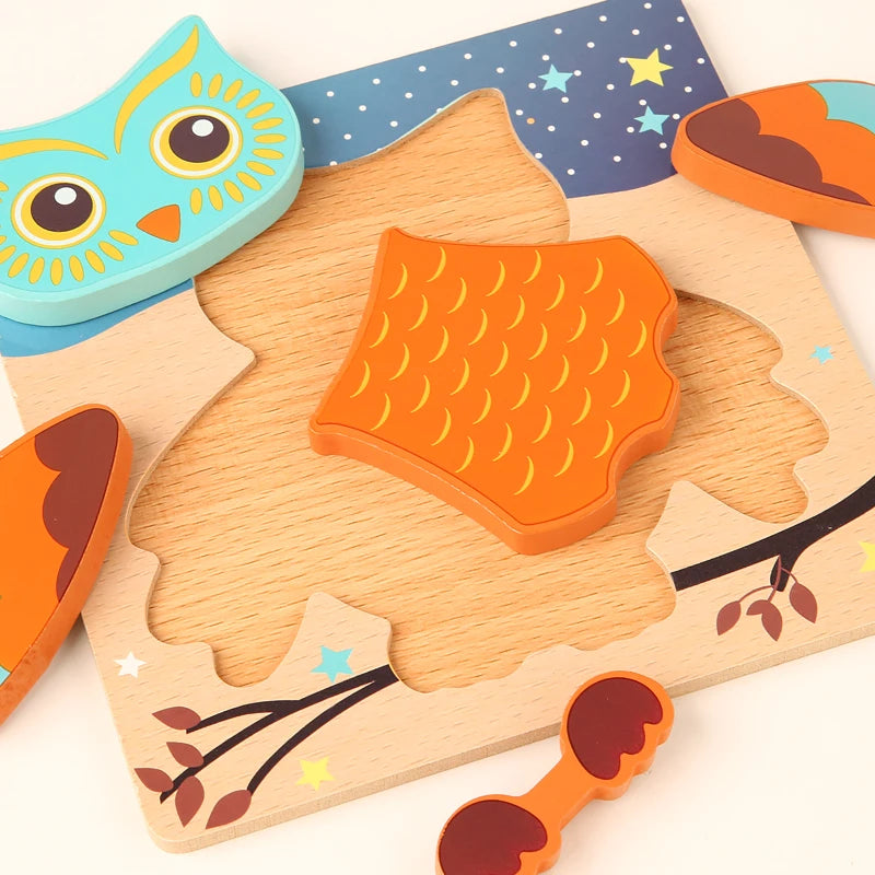 3D Wooden Cartoon Animal Puzzle – Educational Jigsaw Toy for Early Learning and Cognitive Development – Fun Traffic-Themed Puzzle for Kids 3-12 Years - Home Fads