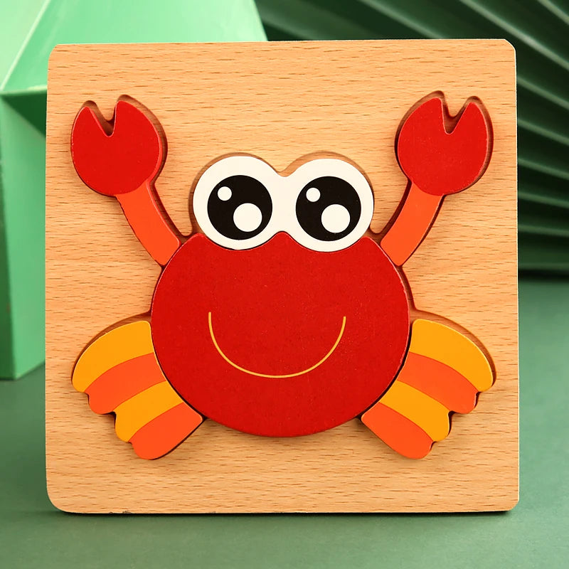 3D Wooden Cartoon Animal Puzzle – Educational Jigsaw Toy for Early Learning and Cognitive Development – Fun Traffic-Themed Puzzle for Kids 3-12 Years - Home Fads