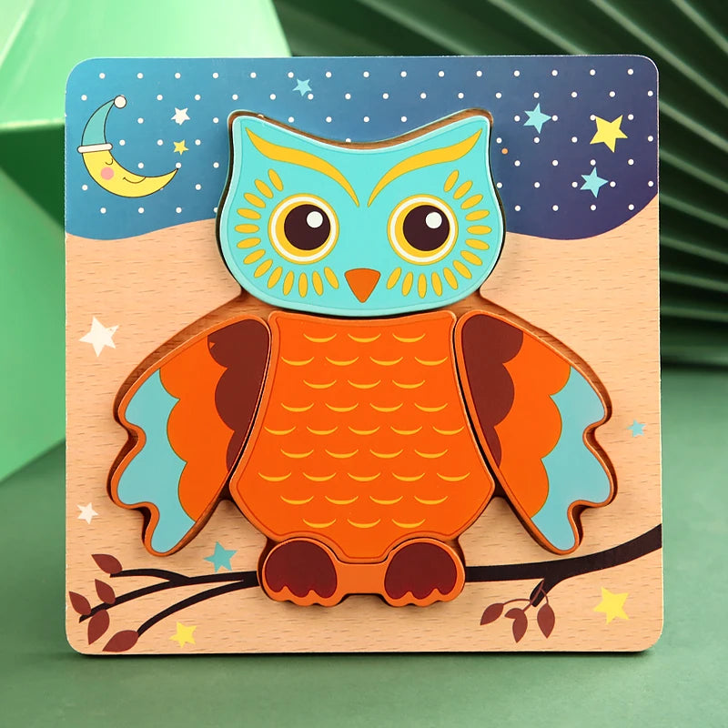 3D Wooden Cartoon Animal Puzzle – Educational Jigsaw Toy for Early Learning and Cognitive Development – Fun Traffic-Themed Puzzle for Kids 3-12 Years - Home Fads