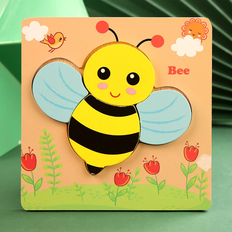 3D Wooden Cartoon Animal Puzzle – Educational Jigsaw Toy for Early Learning and Cognitive Development – Fun Traffic-Themed Puzzle for Kids 3-12 Years - Home Fads