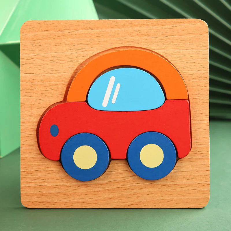 3D Wooden Cartoon Animal Puzzle – Educational Jigsaw Toy for Early Learning and Cognitive Development – Fun Traffic-Themed Puzzle for Kids 3-12 Years - Home Fads