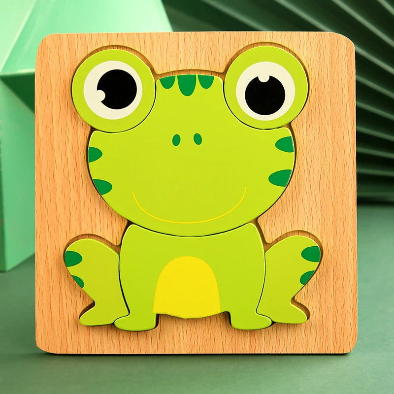 3D Wooden Cartoon Animal Puzzle – Educational Jigsaw Toy for Early Learning and Cognitive Development – Fun Traffic-Themed Puzzle for Kids 3-12 Years - Home Fads