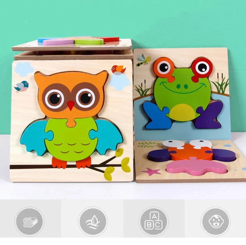 3D Wooden Cartoon Animal Puzzle – Educational Jigsaw Toy for Early Learning and Cognitive Development – Fun Traffic-Themed Puzzle for Kids 3-12 Years - Home Fads