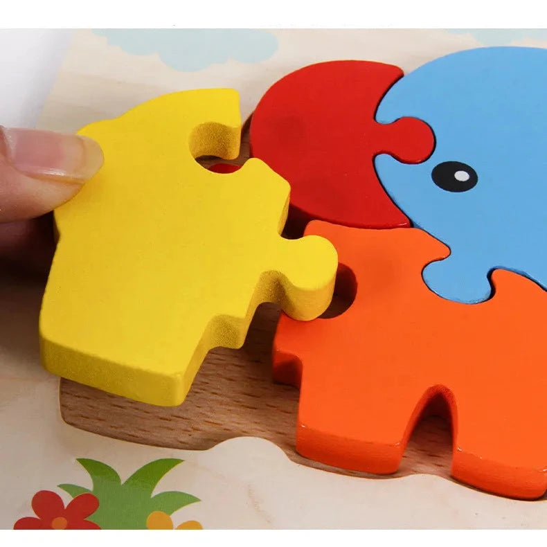 3D Wooden Cartoon Animal Puzzle – Educational Jigsaw Toy for Early Learning and Cognitive Development – Fun Traffic-Themed Puzzle for Kids 3-12 Years - Home Fads