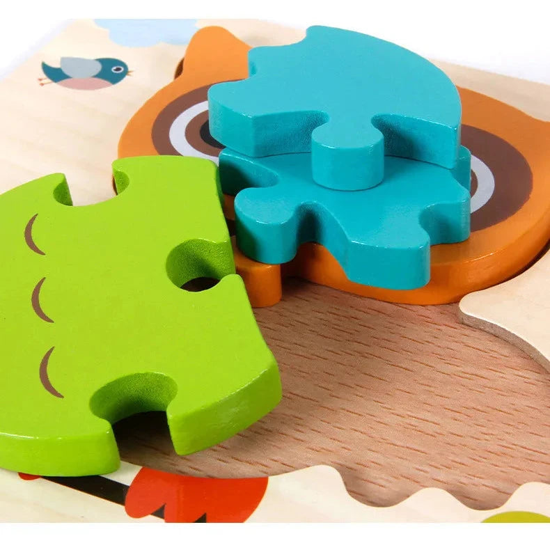 3D Wooden Cartoon Animal Puzzle – Educational Jigsaw Toy for Early Learning and Cognitive Development – Fun Traffic-Themed Puzzle for Kids 3-12 Years - Home Fads