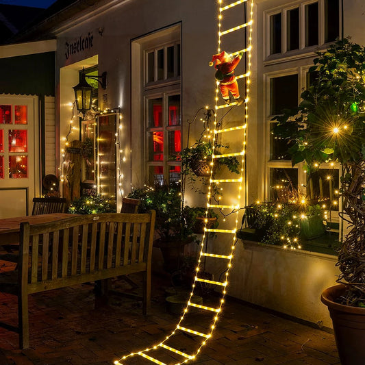3M LED Light Ladder with Climbing Festive Figure – Decorative Illumination for Home and Garden - Home Fads
