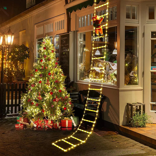 3M LED Light Ladder with Climbing Festive Figure – Decorative Illumination for Home and Garden - Home Fads