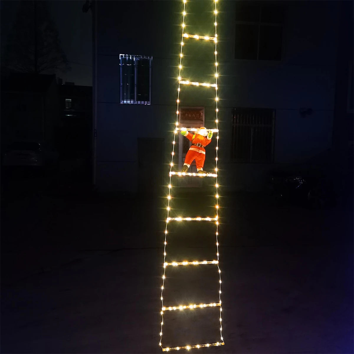 3M LED Light Ladder with Climbing Festive Figure – Decorative Illumination for Home and Garden - Home Fads