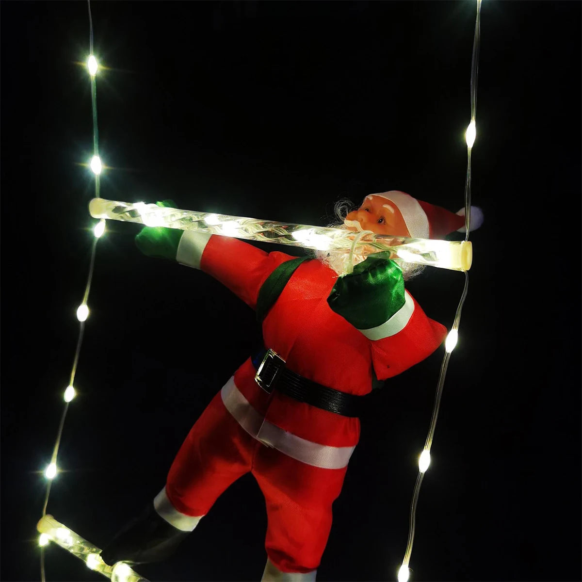 3M LED Light Ladder with Climbing Festive Figure – Decorative Illumination for Home and Garden - Home Fads