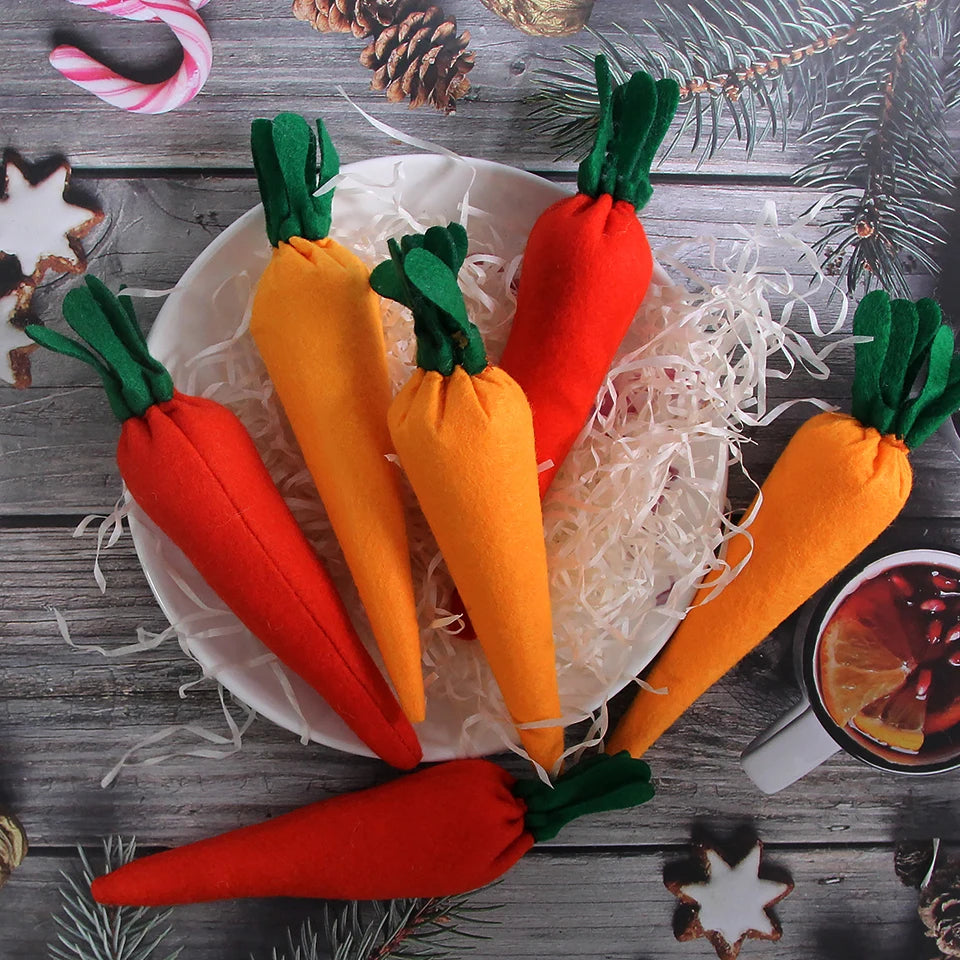 3pcs Woven Carrot Ornaments for Spring Home Décor, DIY Crafts, and Party Decorations - Home Fads