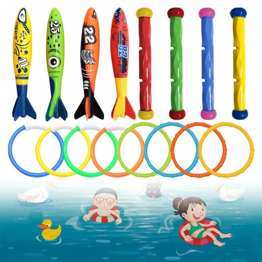 4-Piece Summer Pool Diving Toys Set - Multicolor Swim Dive Toy Set for Creative Underwater Fun (Choose from Torpedoes, Rods, Rings, or Soft Spheres) - Home Fads
