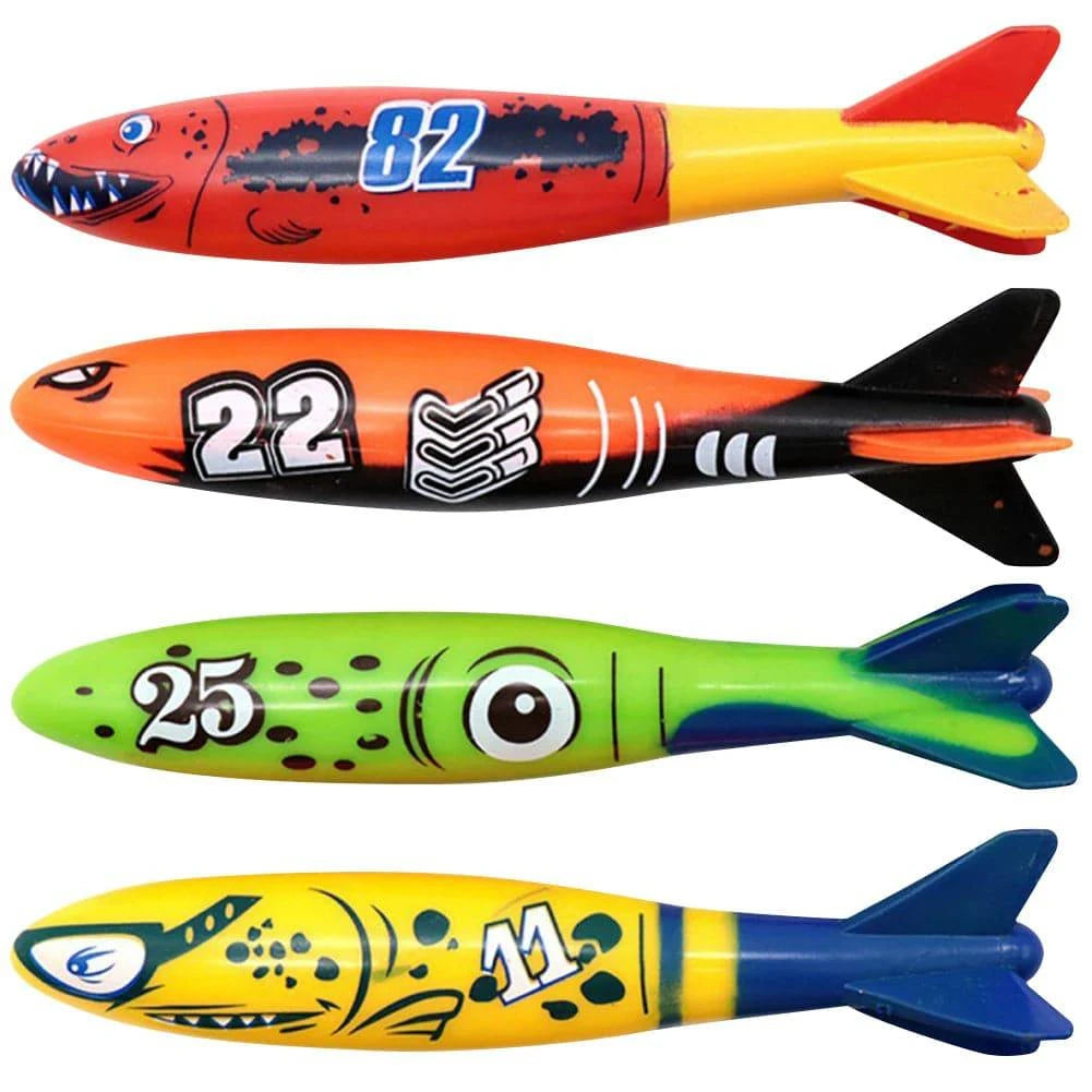 4-Piece Summer Pool Diving Toys Set - Multicolor Swim Dive Toy Set for Creative Underwater Fun (Choose from Torpedoes, Rods, Rings, or Soft Spheres) - Home Fads