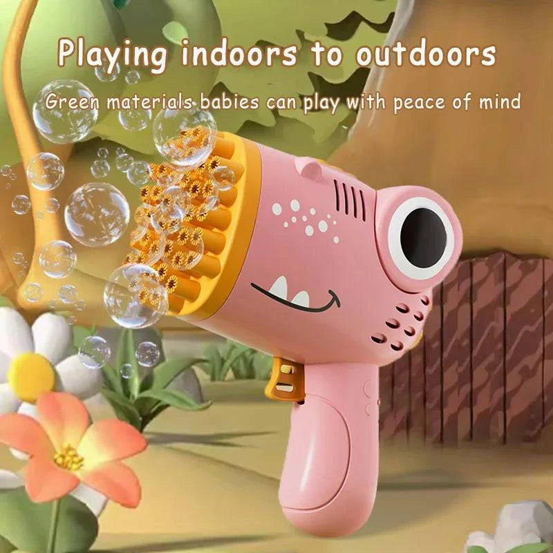 40-Hole Dinosaur Bubble Machine for Kids - Handheld Bubble Gun for Outdoor Fun - Home Fads