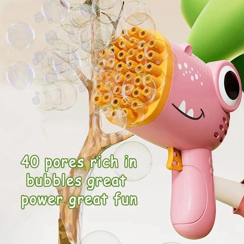 40-Hole Dinosaur Bubble Machine for Kids - Handheld Bubble Gun for Outdoor Fun - Home Fads