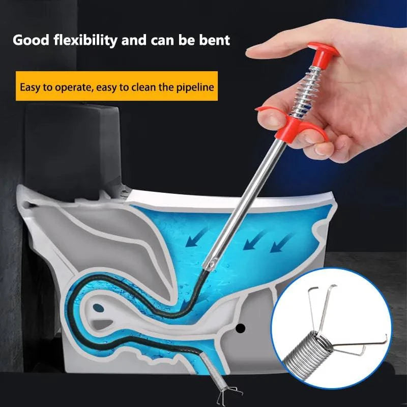 60cm Spring Pipe Dredging Snake & Augmenter - Effortless Clog Removal, 4 Robust Claw Pick-Up Ends - Home Fads