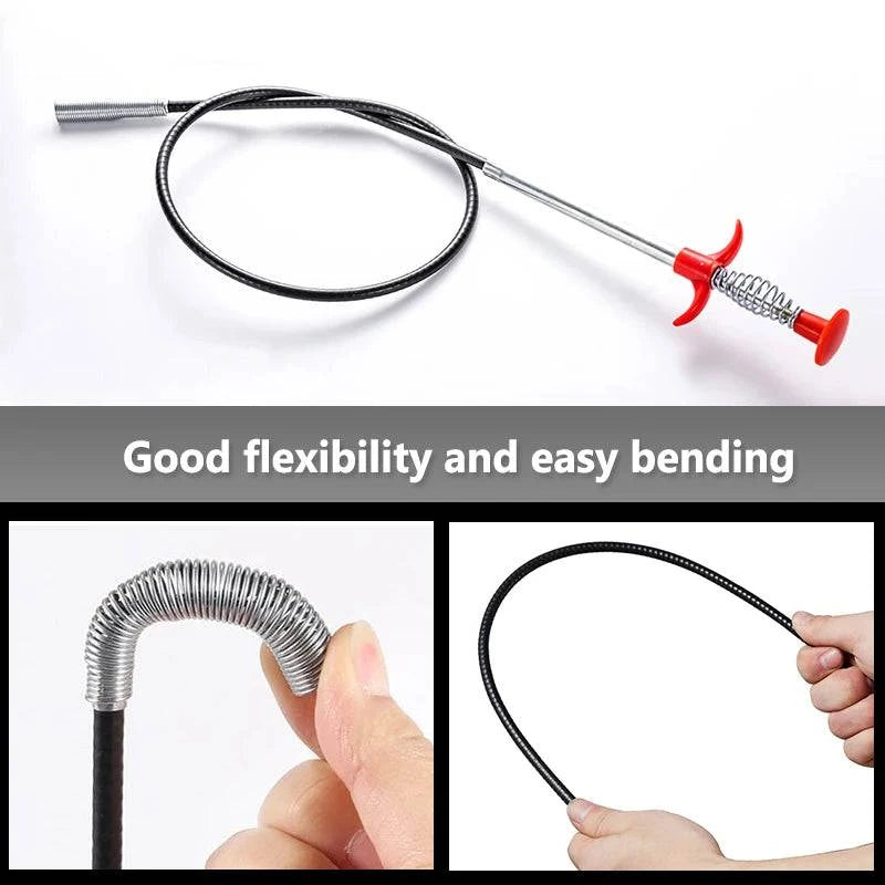 60cm Spring Pipe Dredging Snake & Augmenter - Effortless Clog Removal, 4 Robust Claw Pick-Up Ends - Home Fads